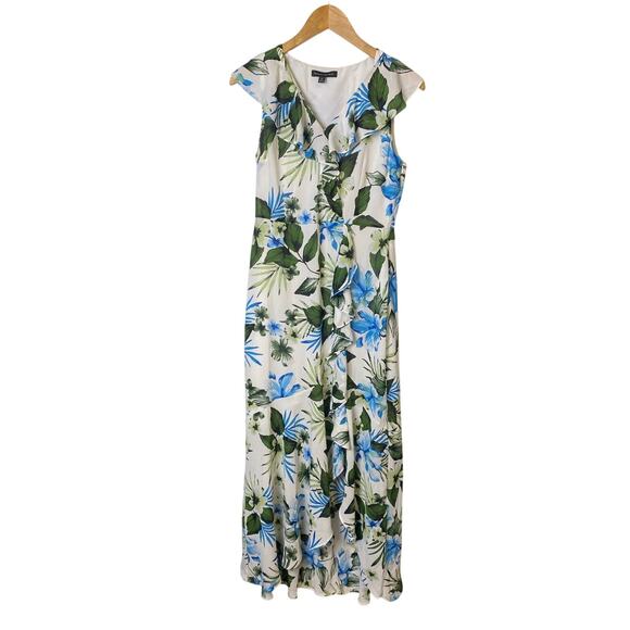 Banana Republic Floral Ruffle Faux Wrap Maxi Dress Sleeveless Women's Size 4 - Picture 2 of 10